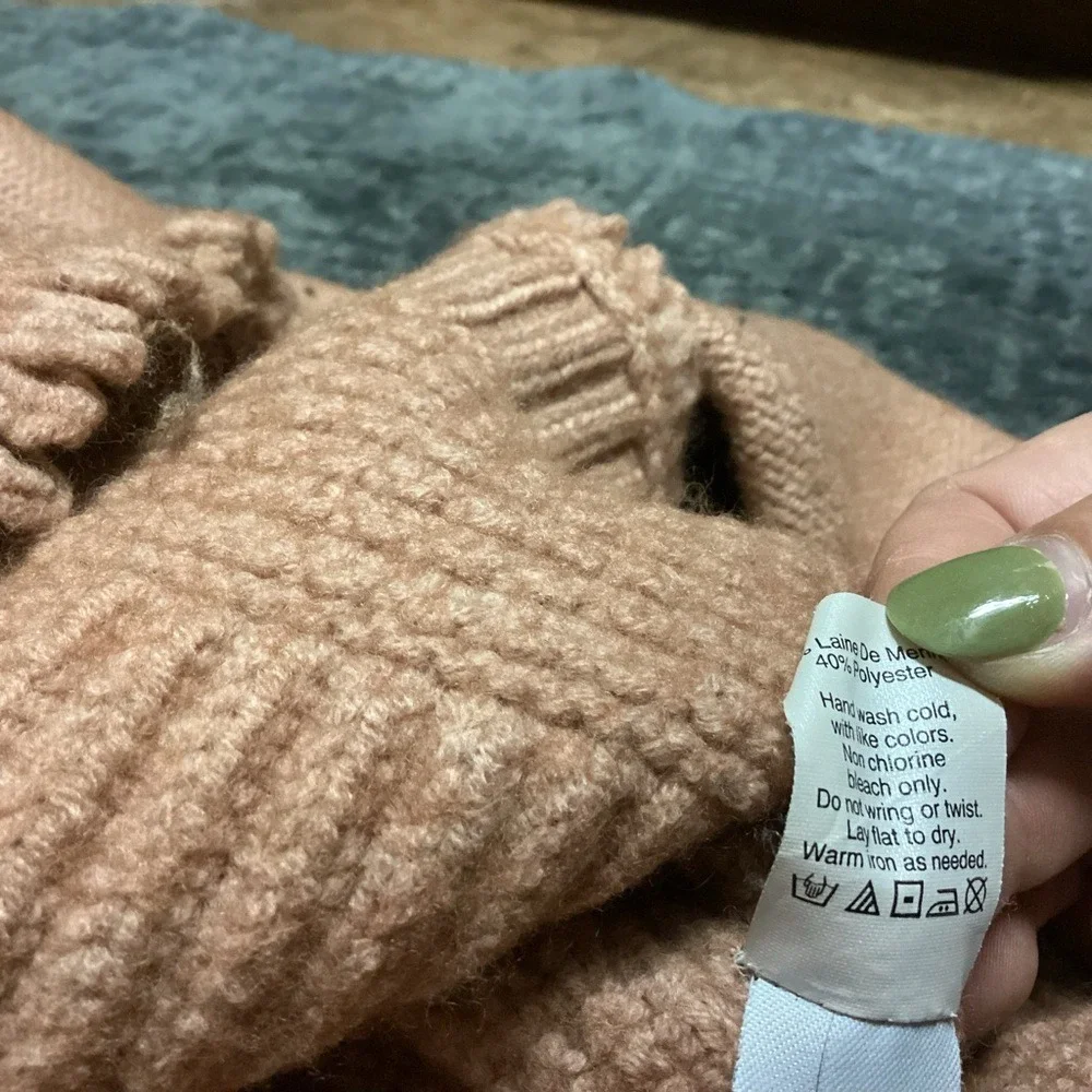 Madewell Merino Wool Textured Cableknit Sweater‎ Blush Tan / Camel Pink XS